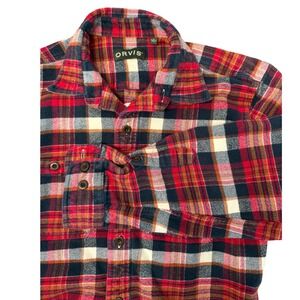 Orvis Mens Perfect‎ Plaid Flannel Shirt  Button Up Long Sleeve Red Country  M